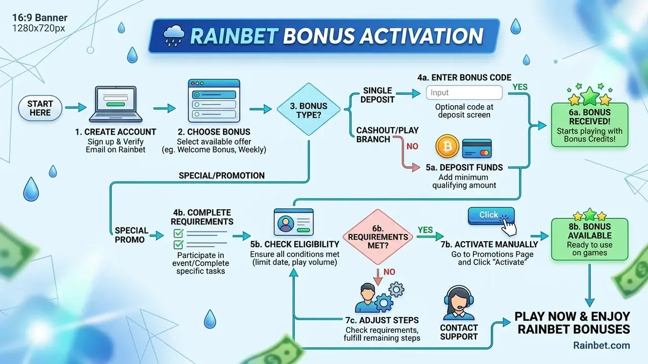 rainbet bonus activation flowchart